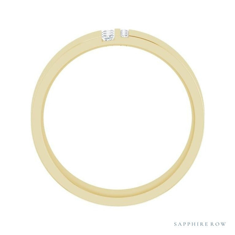 Natural Diamond Pavé Duo Squared Band in 14K yellow gold, alternate view