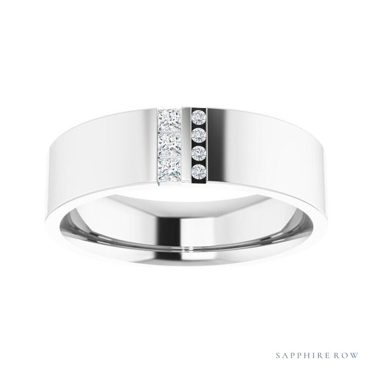 Natural Diamond Pavé Duo Squared Band in 14K white gold, alternate view