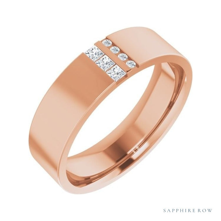 Natural Diamond Pavé Duo Squared Band in 14K rose gold