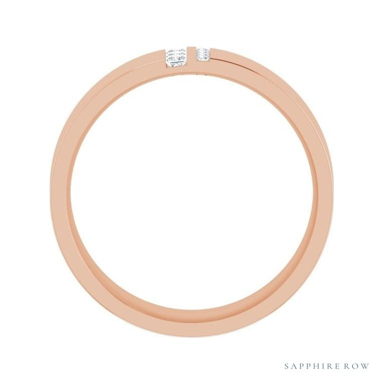 Natural Diamond Pavé Duo Squared Band in 14K rose gold, alternate view