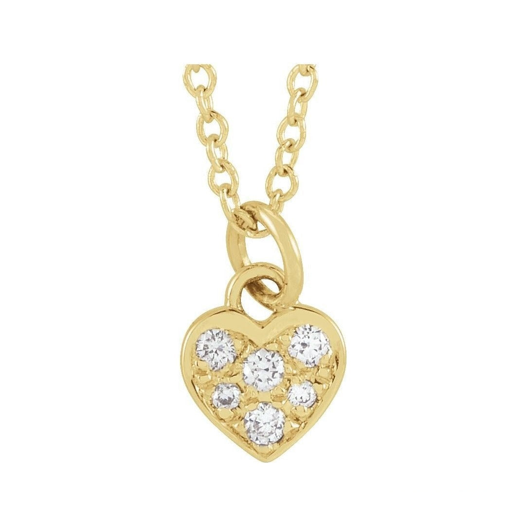 Natural Diamond Petite Heart Necklace in 14K yellow gold