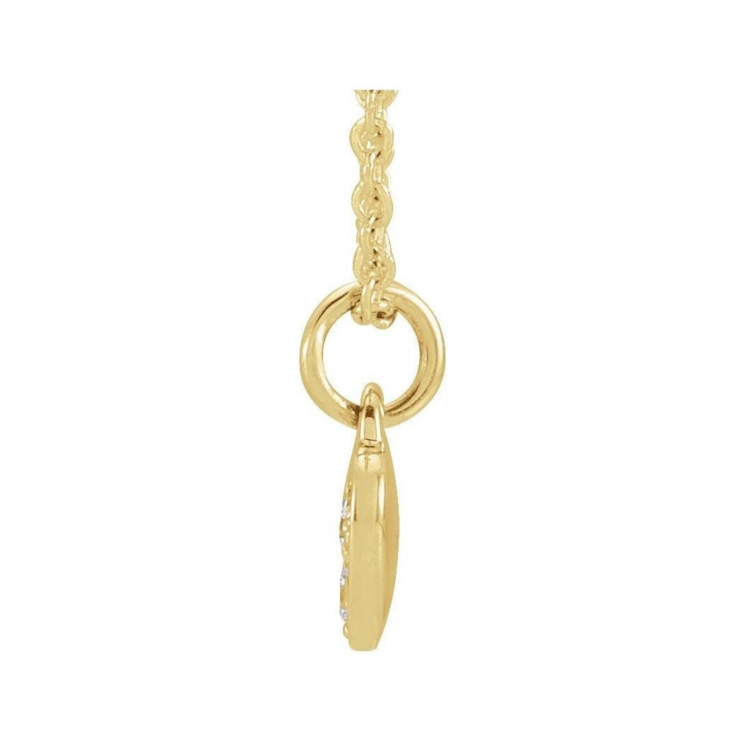 Natural Diamond Petite Heart Necklace in 14K yellow gold, alternate view