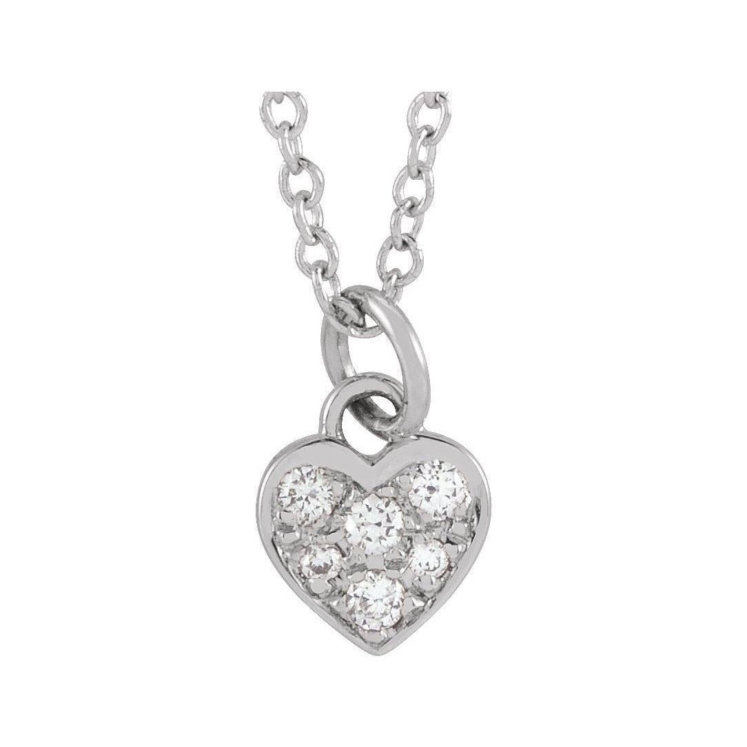 Natural Diamond Petite Heart Necklace in 14K white gold