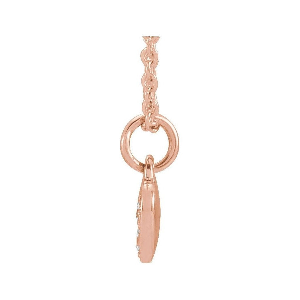Natural Diamond Petite Heart Necklace in 14K rose gold, alternate view