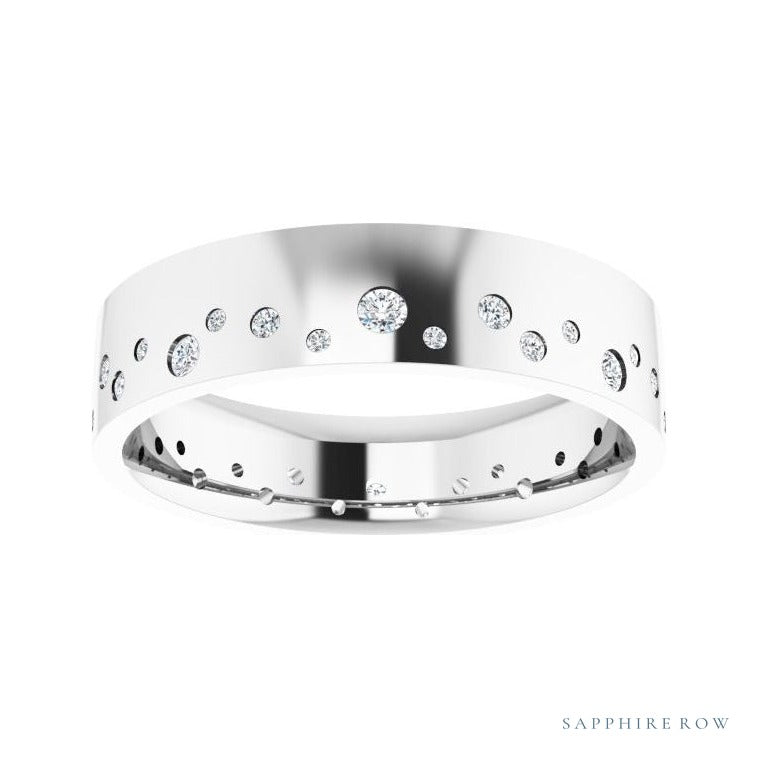 Natural Diamond Scattered Cigar Band in 14K white gold, alternate view