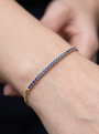 Natural Gemstone Bar Bolo Bracelet in 14K Yellow Gold, shown close on the wrist