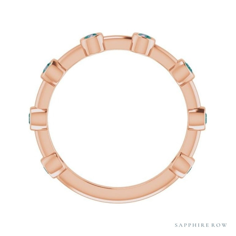 Natural Gemstone Bezel Station Ring