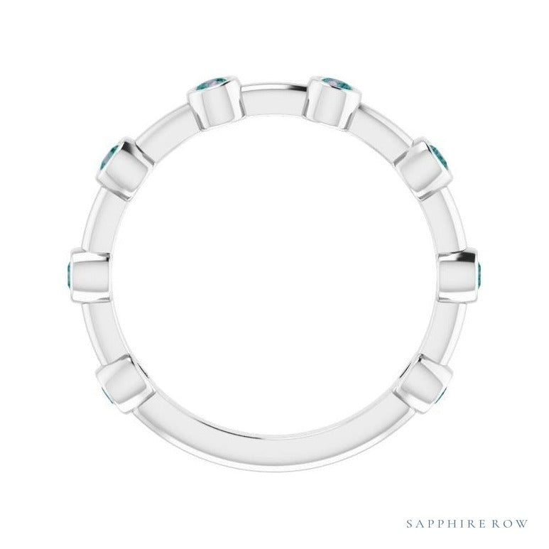 Natural Gemstone Bezel Station Ring