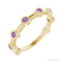 Natural Gemstone Bezel Station Ring in Amethyst, 14K yellow gold
