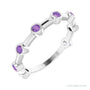 Natural Gemstone Bezel Station Ring in Amethyst, 14K white gold