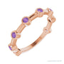 Natural Gemstone Bezel Station Ring in Amethyst, 14K rose gold