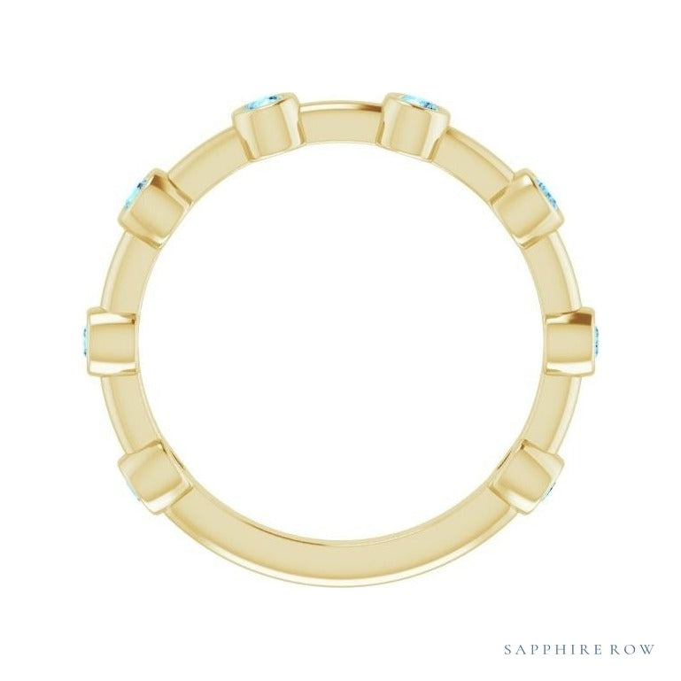 Natural Gemstone Bezel Station Ring