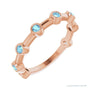 Natural Gemstone Bezel Station Ring in Aquamarine, 14K rose gold