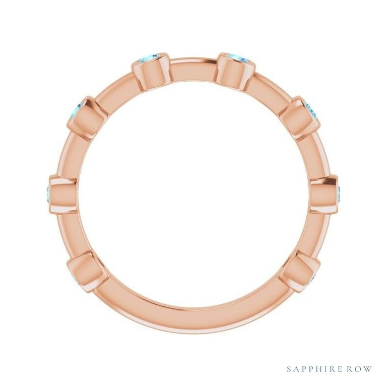 Natural Gemstone Bezel Station Ring