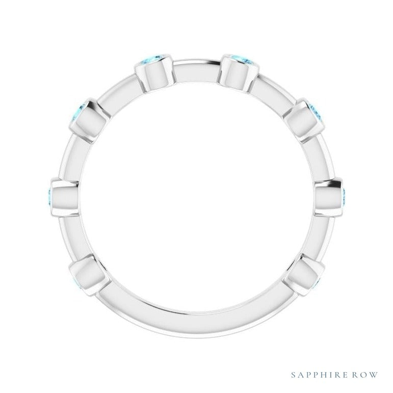Natural Gemstone Bezel Station Ring