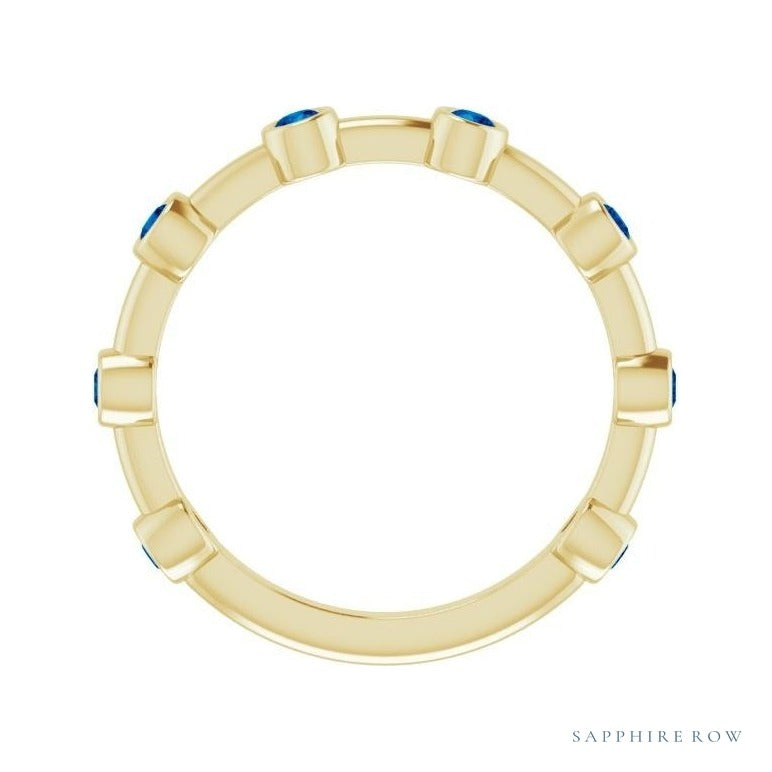 Natural Gemstone Bezel Station Ring