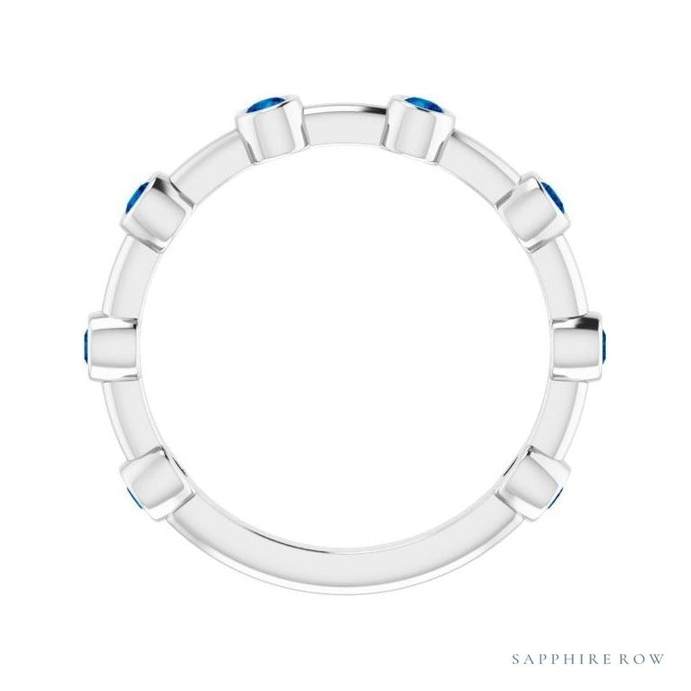 Natural Gemstone Bezel Station Ring