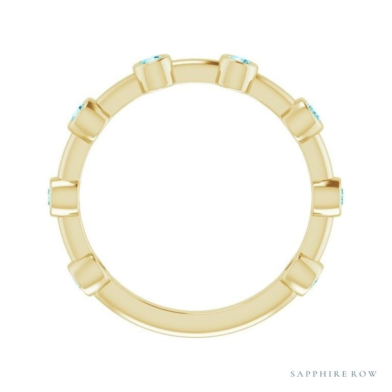Natural Gemstone Bezel Station Ring