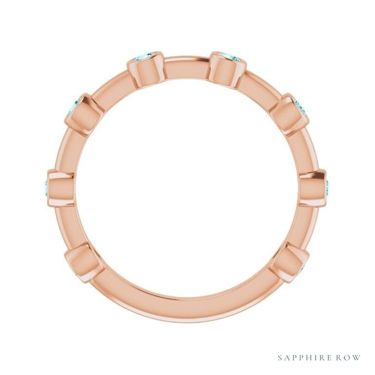 Natural Gemstone Bezel Station Ring
