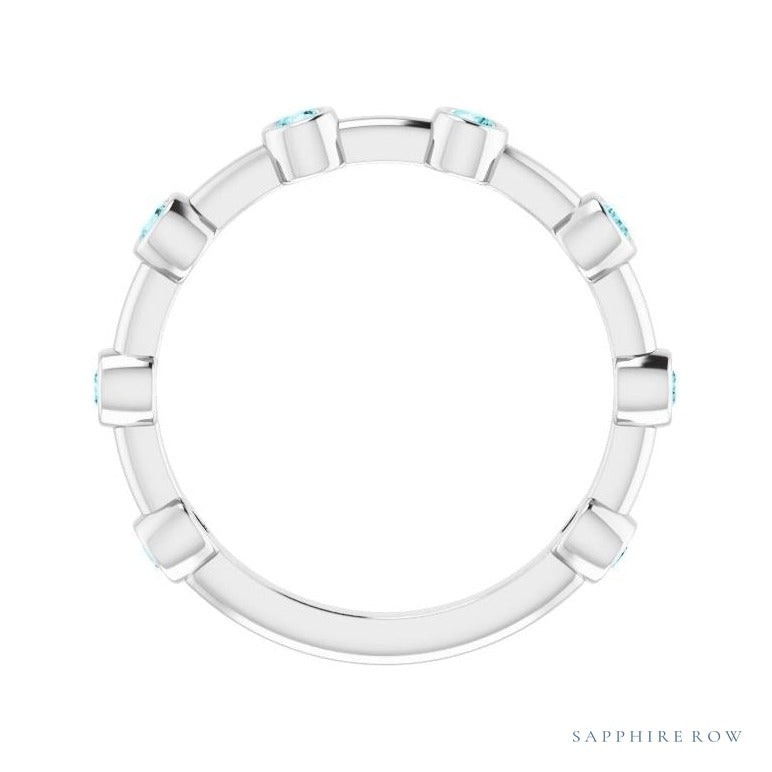 Natural Gemstone Bezel Station Ring