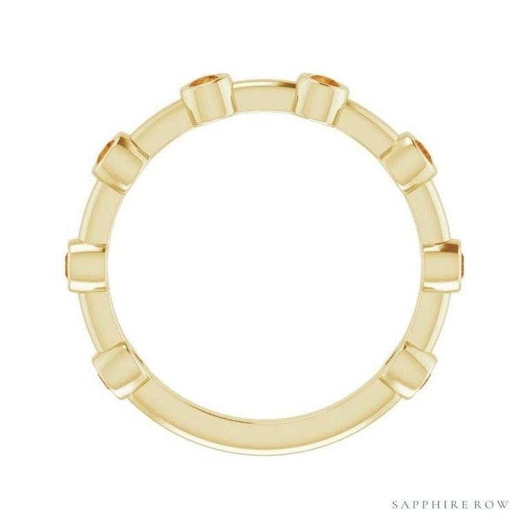 Natural Gemstone Bezel Station Ring