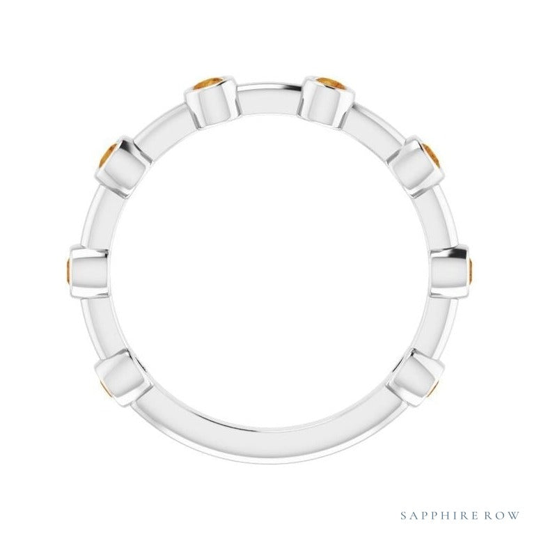 Natural Gemstone Bezel Station Ring