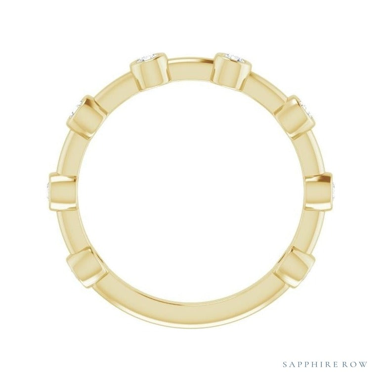 Natural Gemstone Bezel Station Ring