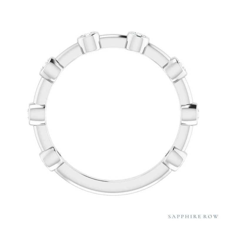 Natural Gemstone Bezel Station Ring