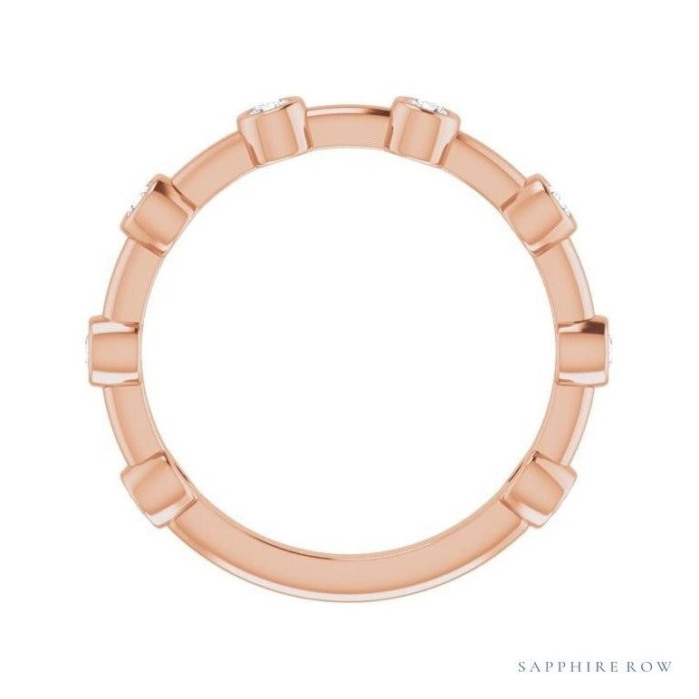 Natural Gemstone Bezel Station Ring