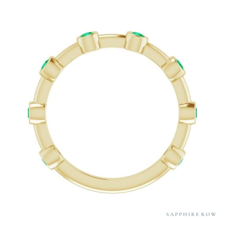Natural Gemstone Bezel Station Ring
