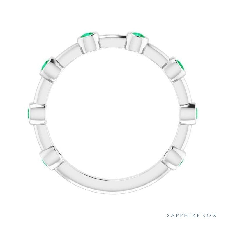 Natural Gemstone Bezel Station Ring