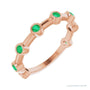 Natural Gemstone Bezel Station Ring in Emerald, 14K rose gold