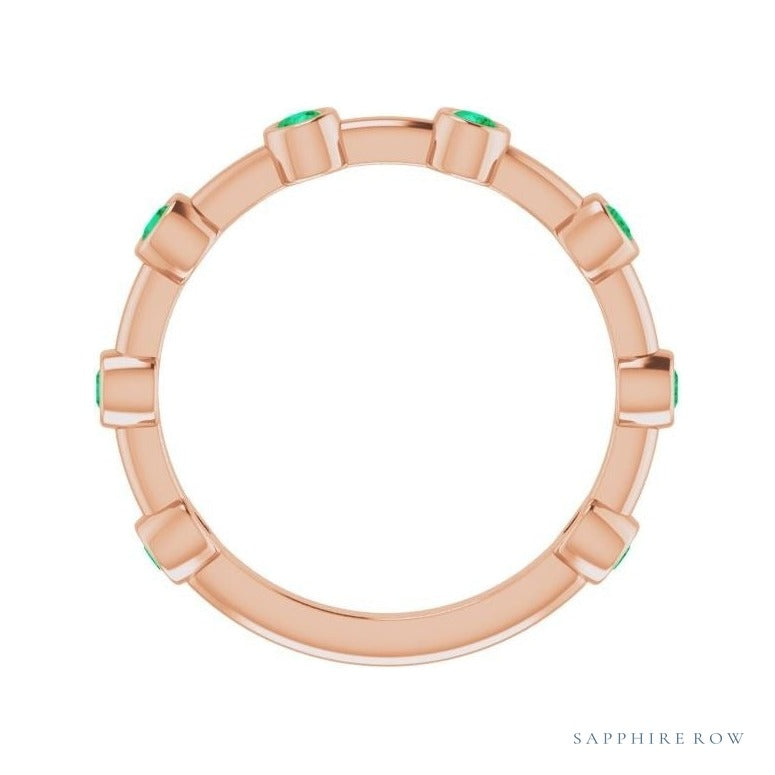 Natural Gemstone Bezel Station Ring