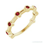 Natural Gemstone Bezel Station Ring in Garnet, 14K yellow gold