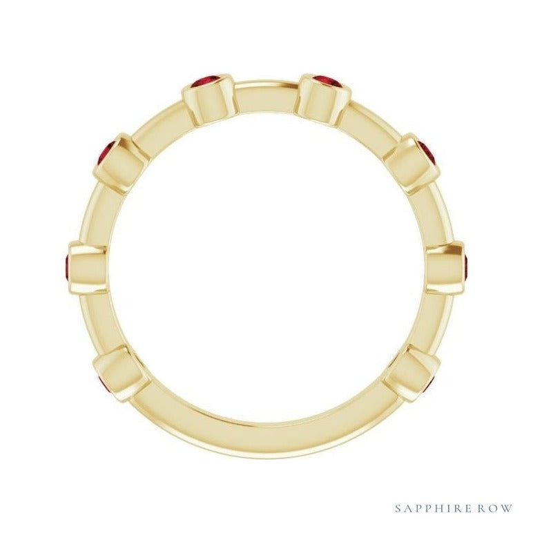 Natural Gemstone Bezel Station Ring