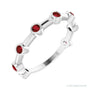 Natural Gemstone Bezel Station Ring in Garnet, 14K white gold