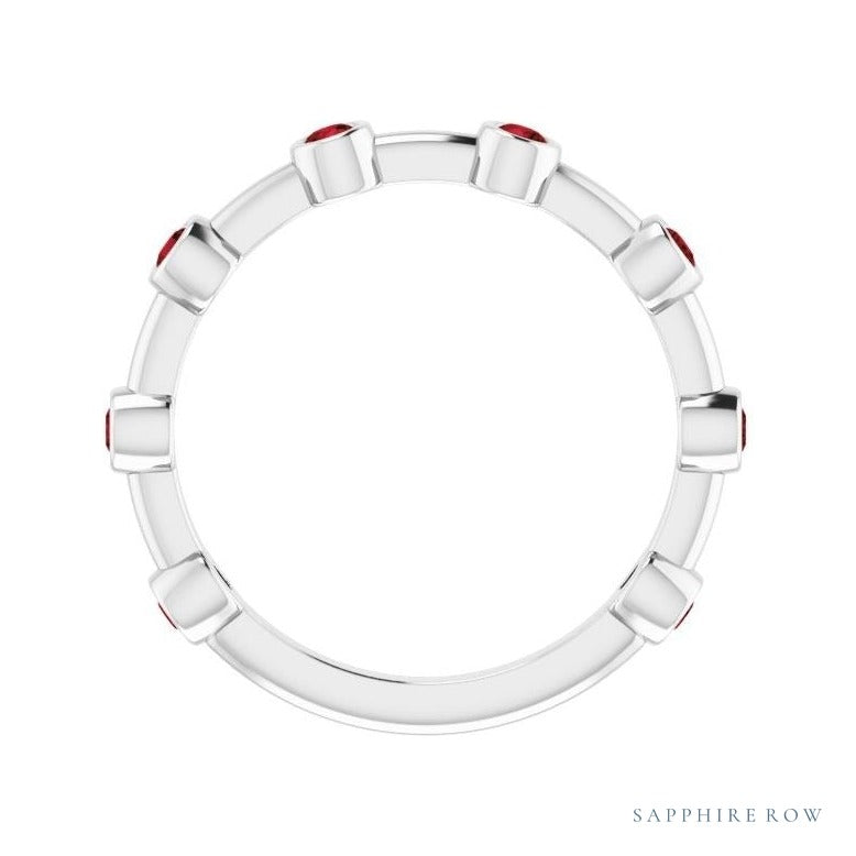 Natural Gemstone Bezel Station Ring
