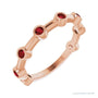 Natural Gemstone Bezel Station Ring in Garnet, 14K rose gold