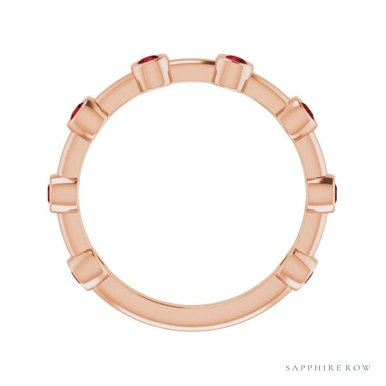 Natural Gemstone Bezel Station Ring