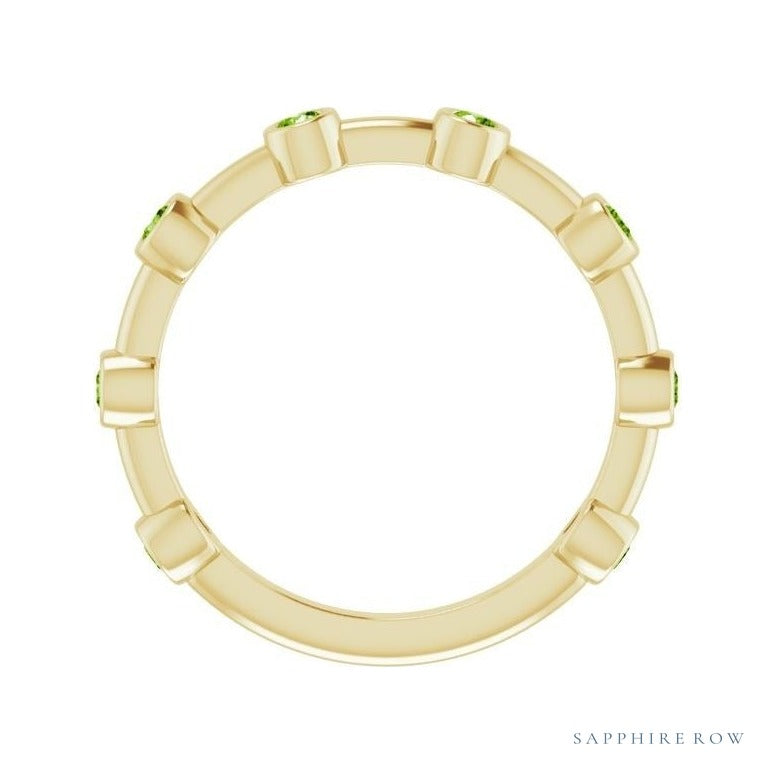 Natural Gemstone Bezel Station Ring