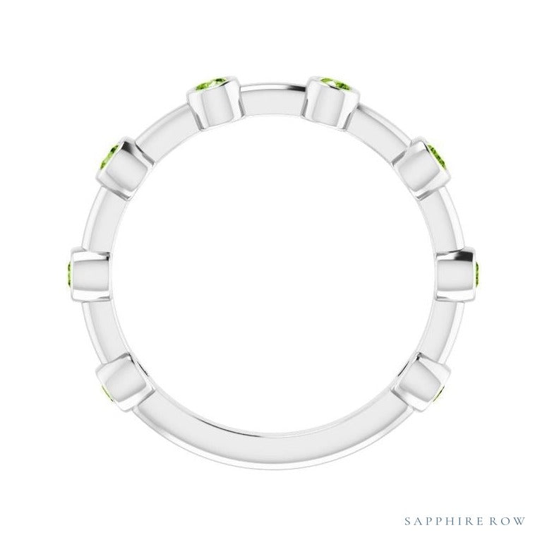 Natural Gemstone Bezel Station Ring