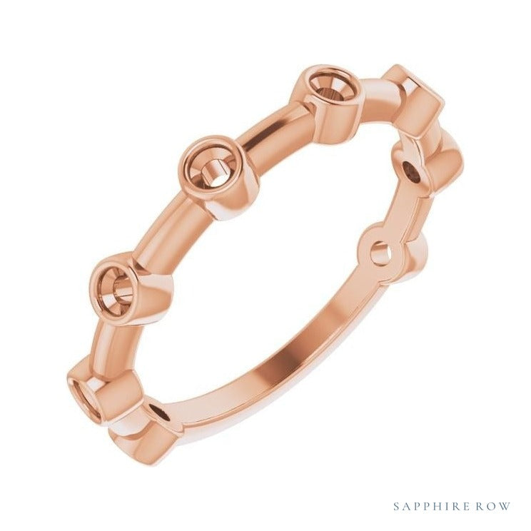 Natural Gemstone Bezel Station Ring