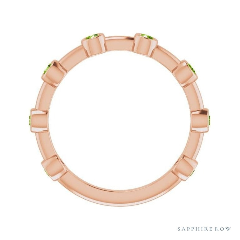Natural Gemstone Bezel Station Ring