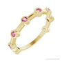 Natural Gemstone Bezel Station Ring in Tourmaline, 14K yellow gold