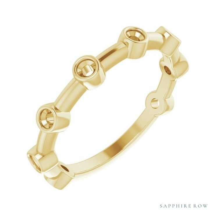 Natural Gemstone Bezel Station Ring