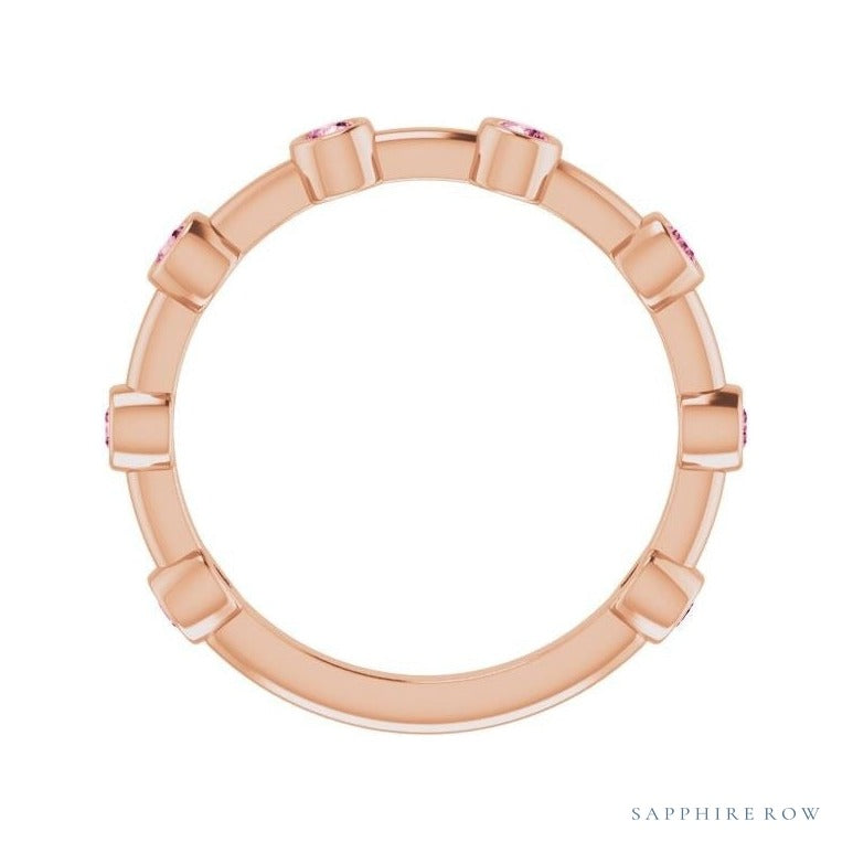 Natural Gemstone Bezel Station Ring