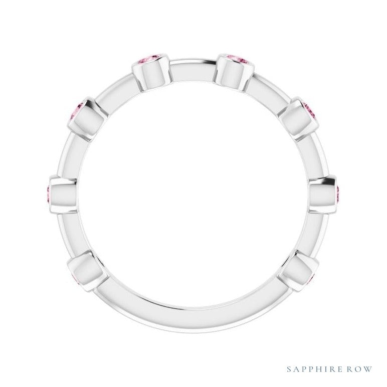 Natural Gemstone Bezel Station Ring