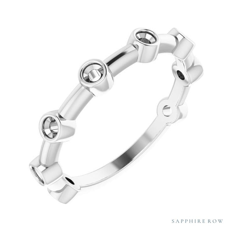 Natural Gemstone Bezel Station Ring