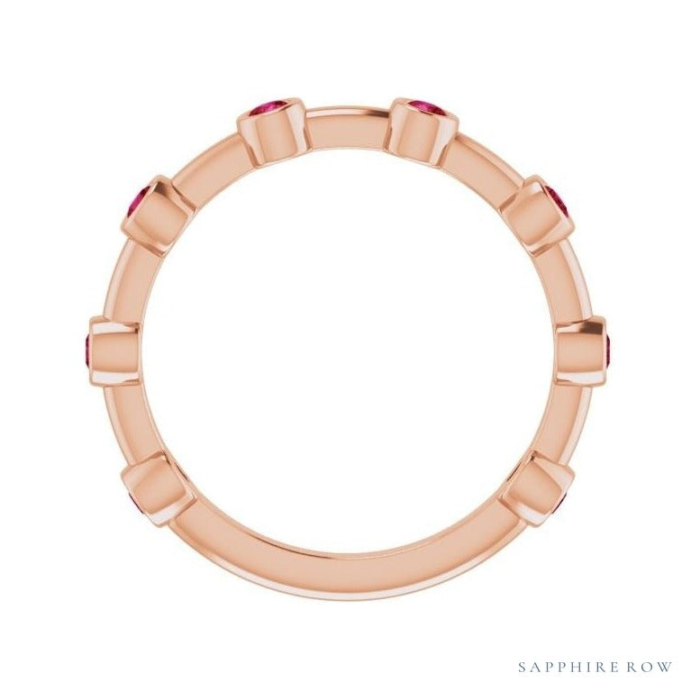 Natural Gemstone Bezel Station Ring