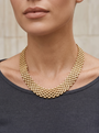 Gold Panther Chain Necklace, worn at the collarbone